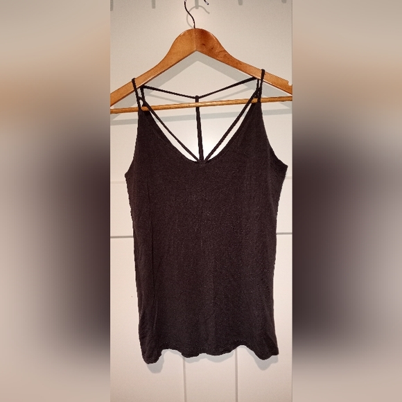 American Able Casey Cross Front Knit Strapy Tank Top Dark Gray Size Small - Picture 1 of 4